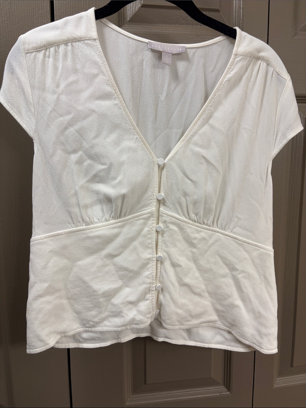 Chelsea28 Ivory Button-Front V-Neck Blouse